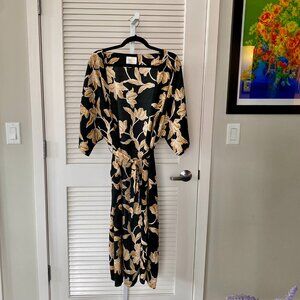 Maison Du Soir Selene Floral Kimono Cardigan/Dressing Gown, Black/Gold, Size S